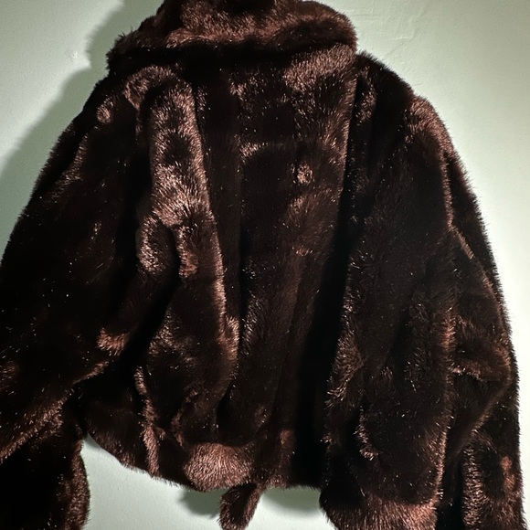 Vintage Dubrowsky & Perlbinder Faux Mink Fur Mini Coat, Dark Brown - Picture 7 of 8